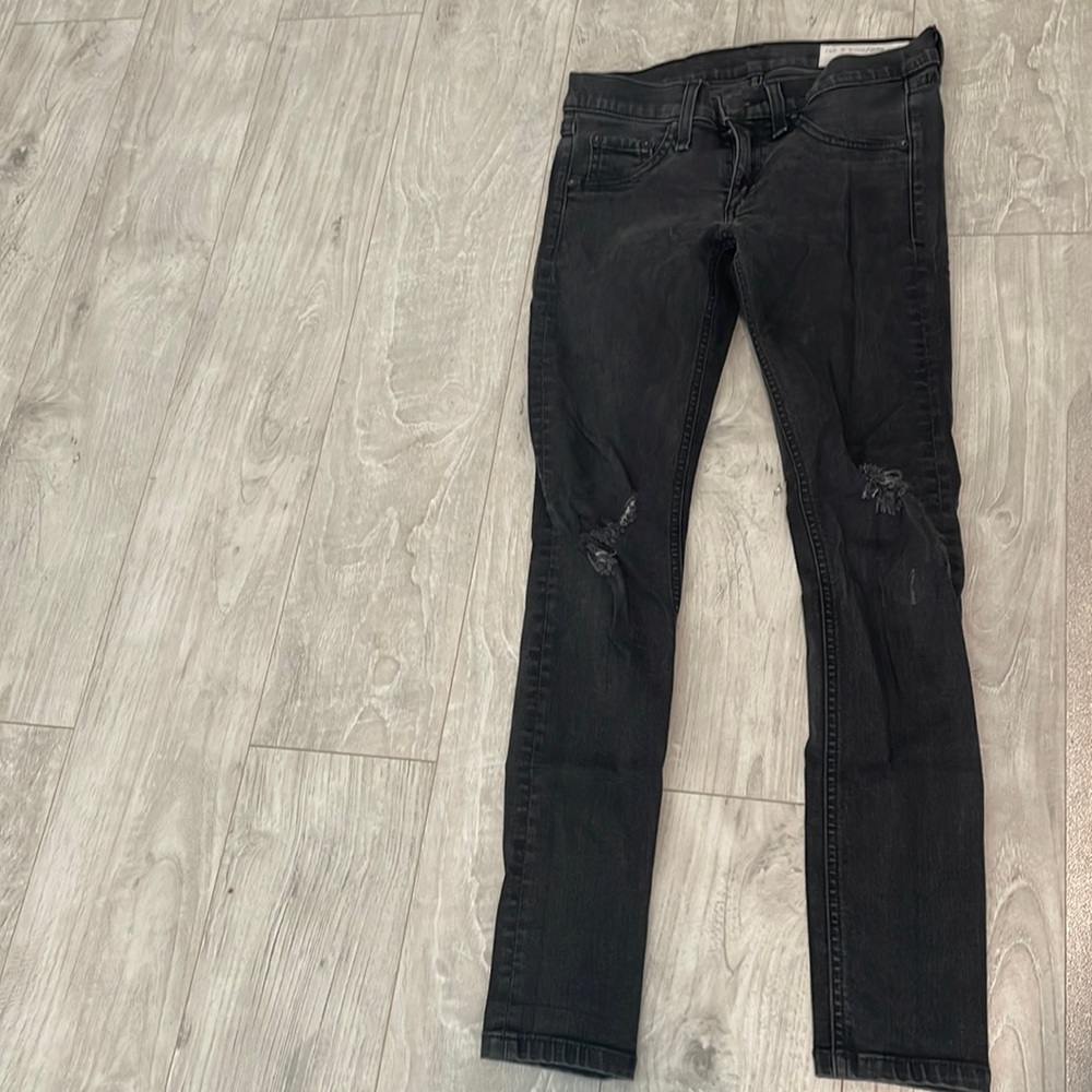 Rag & Bone Distressed Black Skinny Jeans Sz 24 Denim
